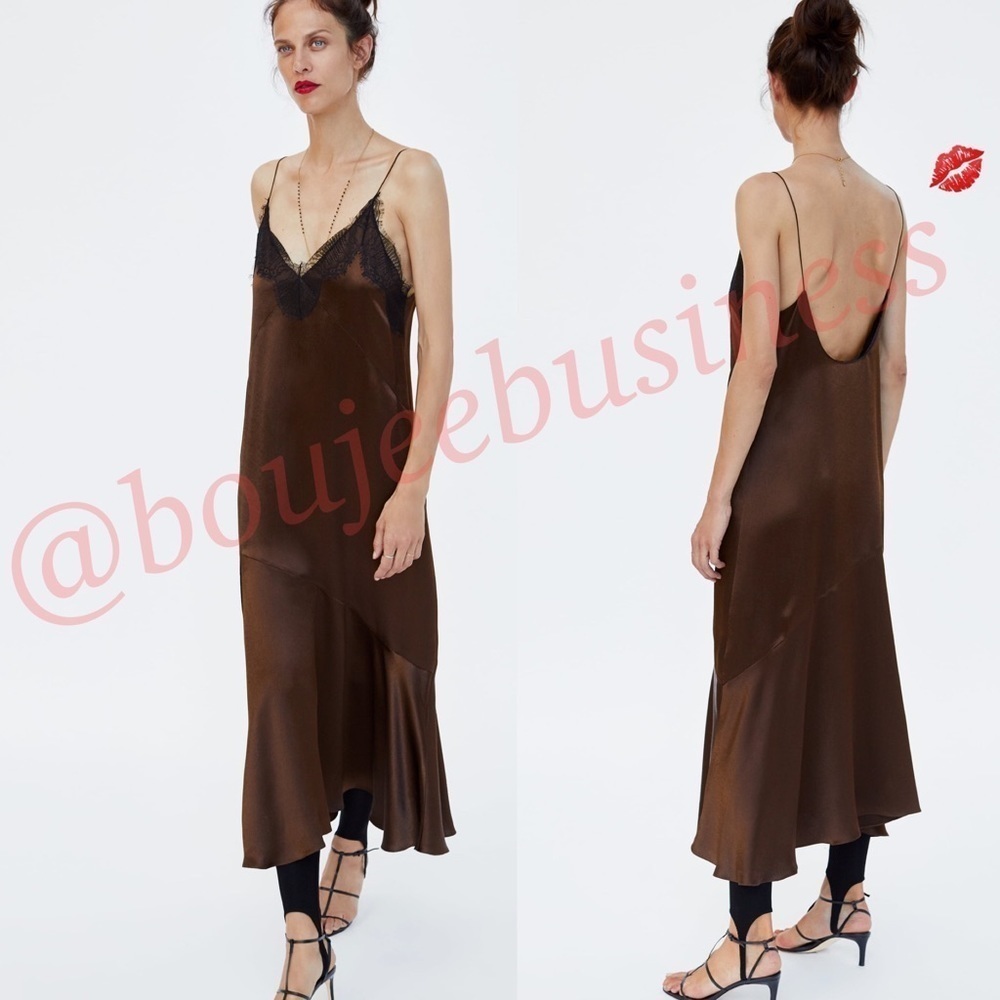 ZARA Lingerie Style Satin Dress - Picture 5 of 8